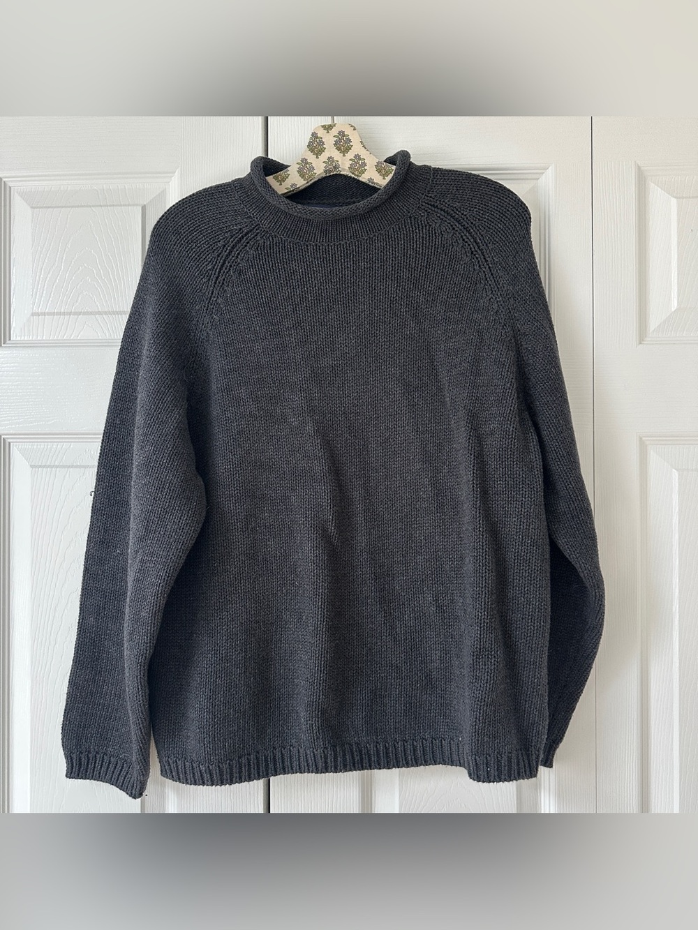 Vintage Lands End Roll Neck Sweater Women’s Large Gray Fisherman 90s